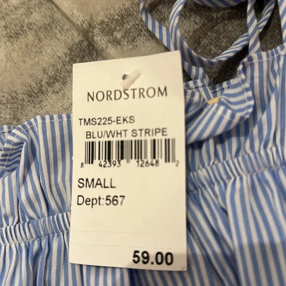 Nordstrom Long Sleeve Blue and White Dressy Top - Picture 3 of 3